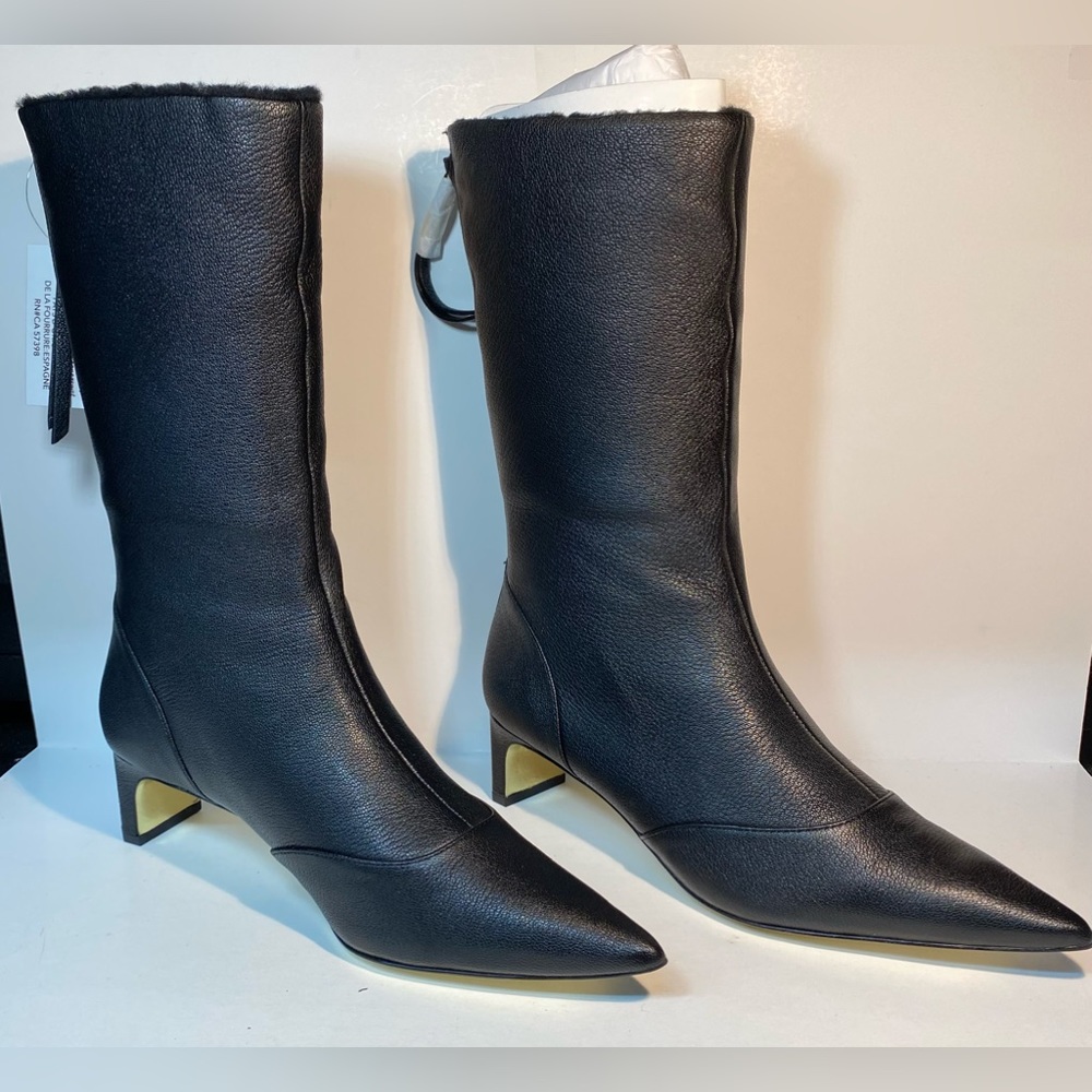 *NWT* Coach Leo Black Shearling Lined Low Heeled Boot Size 8.5 M